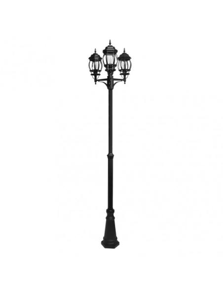 Farola Exterior Aluminio Caelum 3xe27 Negro Ip45 228x55x55 Cm