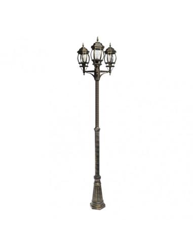 Farola Exterior Aluminio Caelum 3xe27 Neg/oro Ip45 228x55x55 Cm