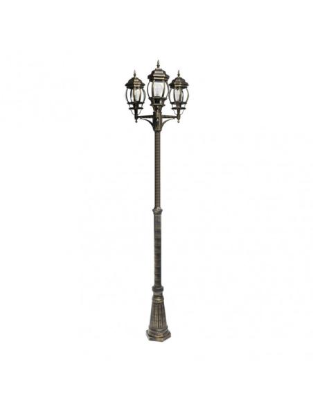 Farola Exterior Aluminio Caelum 3xe27 Neg/oro Ip45 228x55x55 Cm