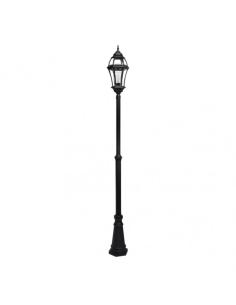 Farola Exterior Aluminio Becrux 1xe27 Negro Ip44 234x25x25 Cm Regulable En Altura