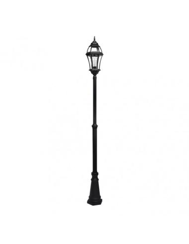 Farola Exterior Aluminio Becrux 1xe27 Negro Ip44 234x25x25 Cm Regulable En Altura