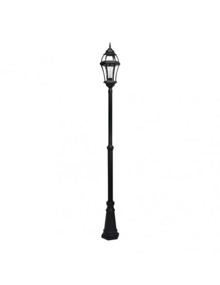 Farola Exterior Aluminio Becrux 1xe27 Negro Ip44 234x25x25 Cm Regulable En Altura