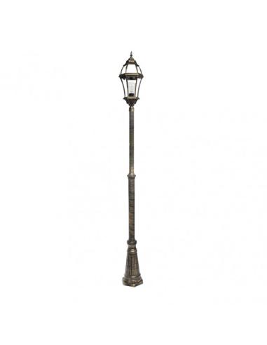 Farola Exterior Aluminio Becrux 1xe27 Neg/oro Ip44 234x25x25 Cm Regulable En Altura