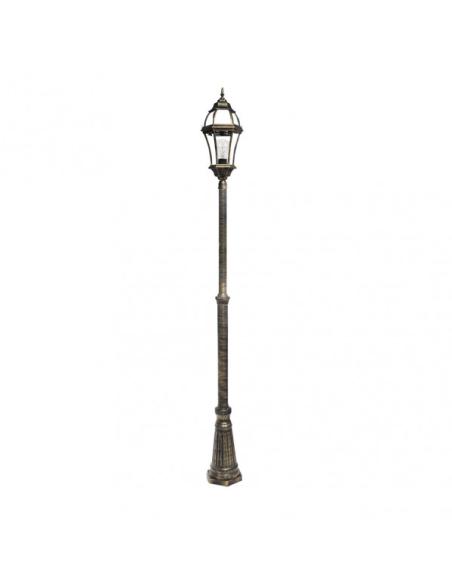 Farola Exterior Aluminio Becrux 1xe27 Neg/oro Ip44 234x25x25 Cm Regulable En Altura