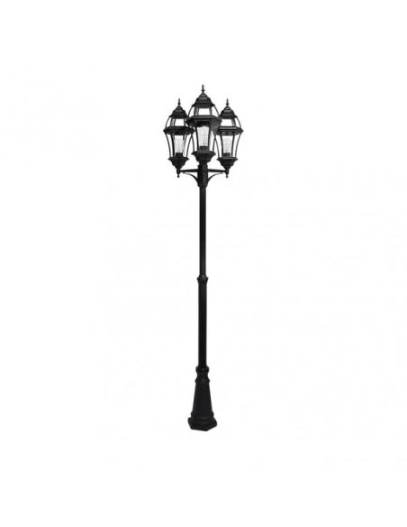 Farola Exterior Aluminio Becrux 3xe27 Negro Ip44 234x60x60 Cm Regulable En Altura Ip44
