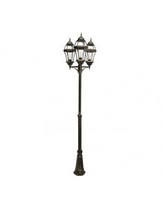 Farola Exterior Aluminio Becrux 3xe27 Neg/oro    234x60x60 Cm Regulable En Altura  Ip44