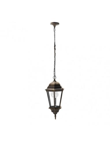 Colgante Ext.aluminio Regulus 1xe27 Neg/oro Ip44  Regx23x23 Cm