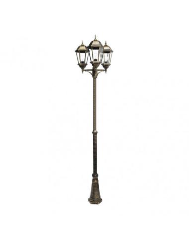 Farola Exterior Aluminio Regulus 3xe27 Neg/oro    230x60x60 Cm Regulable En Altura  Ip44