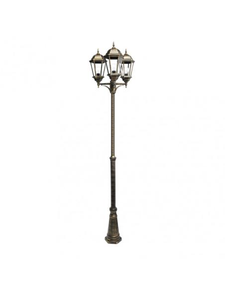 Farola Exterior Aluminio Regulus 3xe27 Neg/oro    230x60x60 Cm Regulable En Altura  Ip44