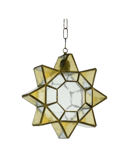 Colgante Estrella 1xe27 Ambarina Cuero/ambar Regx21x31 Cm