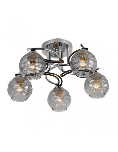 Lampara Etna 5xe14 Cromo/wengue 23x46x46 Cm