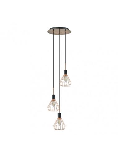 Colgante San Petersburgo 3xe14 Negro/cobre Regx30x30 Cm