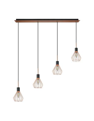 Colgante San Petersburgo 4xe14 Negro/cobre Regx83x13 Cm