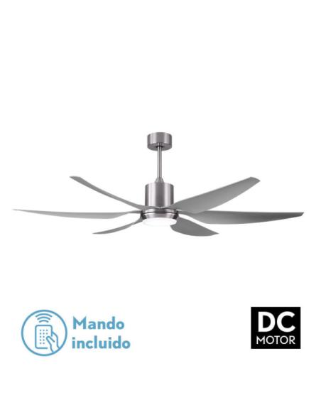 Ventilador Dc Otto 24w 2950lm Niquel 6 Aspas Plata Reg.x167d 3000-4000-6000k 2tijas C/remoto, Memoria y Temporizador