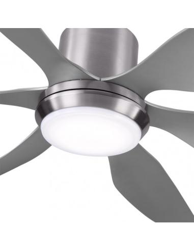 Ventilador Dc Otto 24w 2950lm Niquel 6 Aspas Plata Reg.x167d 3000-4000-6000k 2tijas C/remoto, Memoria y Temporizador