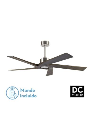 Ventilador Dc Nadir Niquel/rustico Sin Luz 5 Aspas 142,2d C/control Remoto Y Temporizador