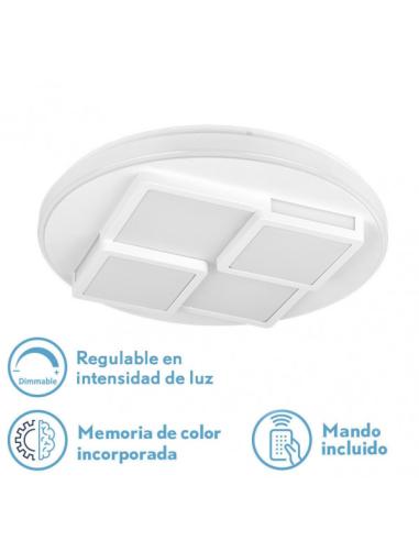 Plafon 96w Lavi 3000-4000-6500k 7488lm Blanco  8,5x49x49cm Remoto+reg.inten.+ Memoria