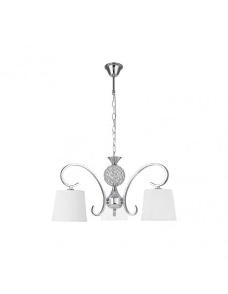 Lampara Bogota 3xe14 Cromo Pantalla Blanca  Regx57x57 Cm