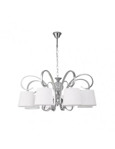 Lampara Bogota 8xe14 Cromo Pantalla Blanca Regx75x75 Cm