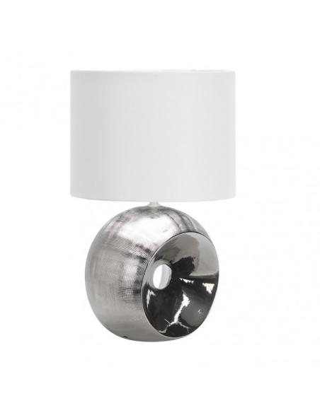 Sobremesa Ceramica Ea 1xe27 Cromo Pantalla Blanca 52x30x30 Cm