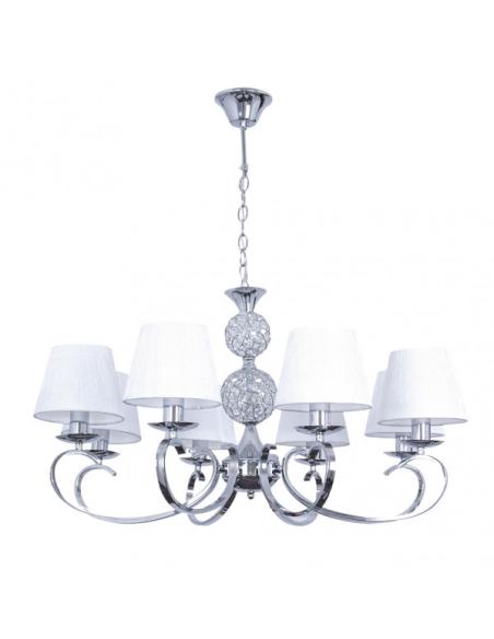 Lampara Ordoñez 8xe14 Cromo Pantalla Blanca Regx76x76 Cm