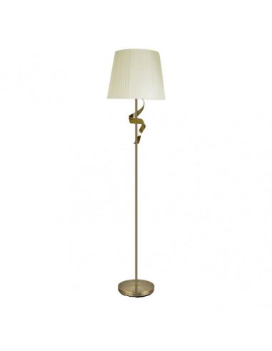 Pie Salon Baeza 1xe27 Cuero Pantalla Beis 162x38x38 Cm