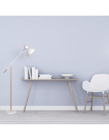 Pie Salon Biel 1xe27 Blanco/haya 151x25x70 Cm Orientable 360º Y Articulable