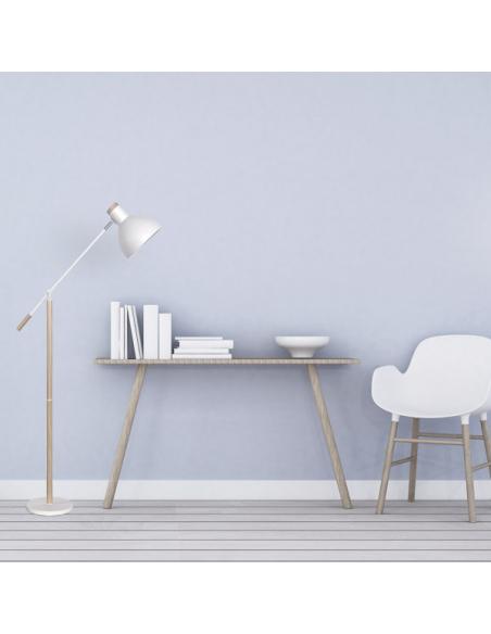 Pie Salon Biel 1xe27 Blanco/haya 151x25x70 Cm Orientable 360º Y Articulable