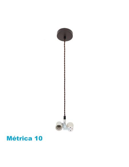 Arm. Colgante Cara 2xe27 Marron M10 Regx10x10 Cm