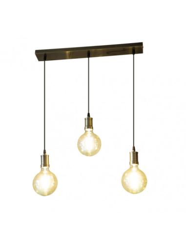 Lampara Celso 3xe27 Cuero/ambar  Bombillas  Incluidas 24w 2700k 2250lm Regx64x13 Cm