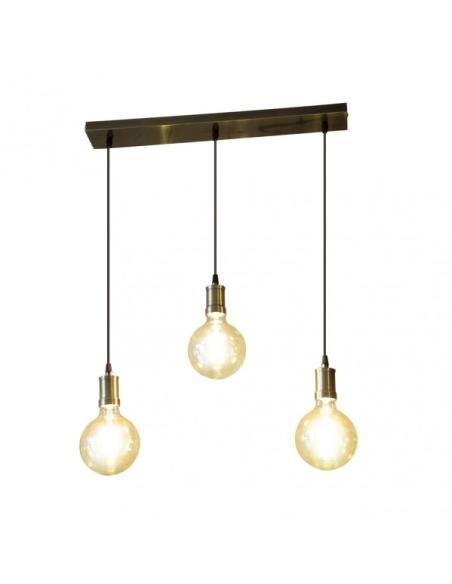 Lampara Celso 3xe27 Cuero/ambar  Bombillas  Incluidas 24w 2700k 2250lm Regx64x13 Cm