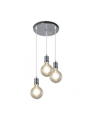 Lampara Prisco 3xe27 Cromo/transparente Bombillas   Incluidas 24w 2700k 2550lm Regx36x36 Cm