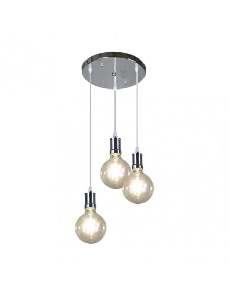 Lampara Prisco 3xe27 Cromo/transparente Bombillas   Incluidas 24w 2700k 2550lm Regx36x36 Cm