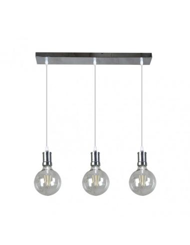 Lampara Prisco 3xe27 Cromo/transparente  Bombillas   Incluidas 24w 2700k 2550lm Regx64x12,5 Cm