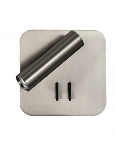 Aplique 2+6w 4000k Manet Cuadrado Niquel 130lm  Doble Encendido 14x14x12 Cm