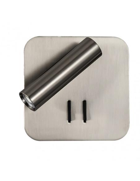 Aplique 2+6w 4000k Manet Cuadrado Niquel 130lm  Doble Encendido 14x14x12 Cm