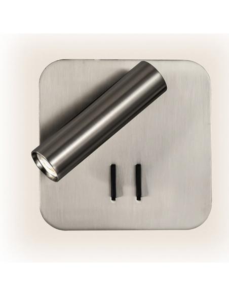 Aplique 2+6w 4000k Manet Cuadrado Niquel 130lm  Doble Encendido 14x14x12 Cm