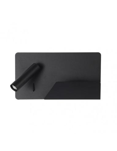 Aplique 3w 4000k Miguel Angel Izqdo Negro C/usb Y  Estante 150lm 16x28x12 Cm Orientable