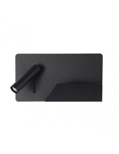 Aplique 3w 4000k Miguel Angel Izqdo Negro C/usb Y  Estante 150lm 16x28x12 Cm Orientable