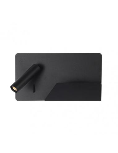 Aplique 3w 4000k Miguel Angel Izqdo Negro C/usb Y  Estante 150lm 16x28x12 Cm Orientable