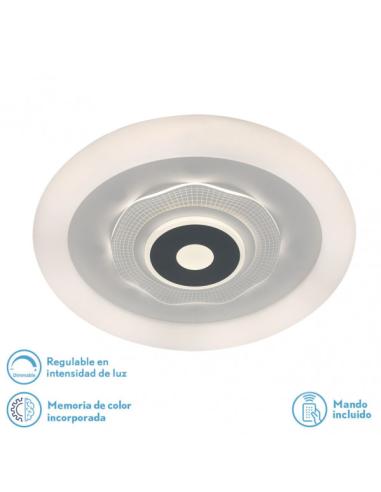 Plafon 78w 3000k, 4000k, 6500k Anthe Blanco/gris 9x50x50cm 10530Lm Regulable, Memoria y C. Remoto