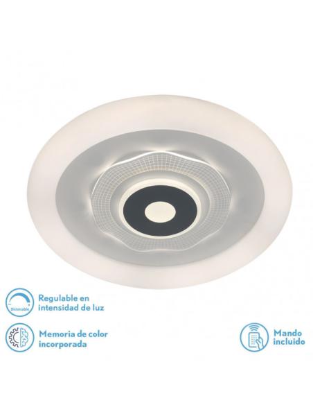 Plafon 78w 3000k, 4000k, 6500k Anthe Blanco/gris 9x50x50cm 10530Lm Regulable, Memoria y C. Remoto