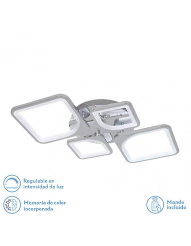 Plafon 86w 3000-4000-6500k Cromo Elara 9x76x46 Cm 11610Lm Regulable, Memoria y C. Remoto