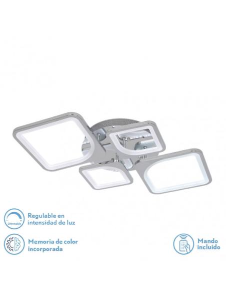 Plafon 86w 3000-4000-6500k Cromo Elara 9x76x46 Cm 11610Lm Regulable, Memoria y C. Remoto