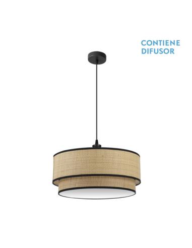 Colgante Roque 3xe27 Natural/negro Regx60x60 Cm