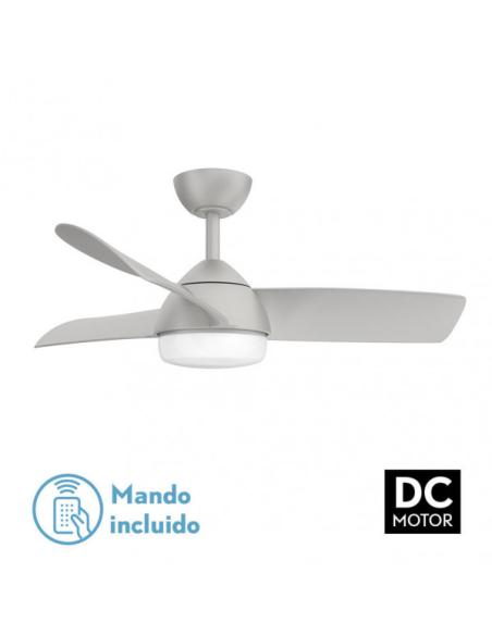 Ventilador 24w Dc Haur Plata 3 Asp.6 Veloc.107d  2 Tijas C/remoto, Memoria Y Temp.3000-4000-6000k
