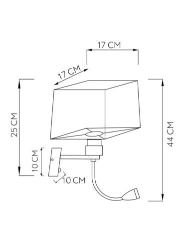 Aplique 3w 4000k+1xe27 Stephen Cuero/pantalla Beis 285lm 38x17x20cm Doble Encendido
