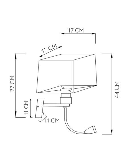 Apliq. 3w 4000k+1xe27 Y Puerto Usb Stephen Cuero/Pant.beis 285lm 38x17x20cm Doble Encendido