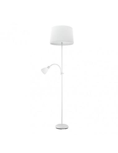 Pie De Salon Rilon 1xe27+1xe14 C/lector Blanco  Pantalla Blanca 175,5x40x40 Cm