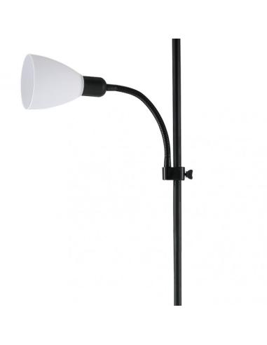 Pie De Salon Rilon 1xe27+1xe14 C/lector Negro  Pantalla Blanca 175,5x40x40 Cm